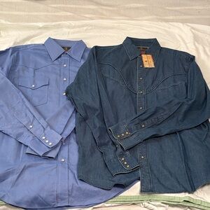 Cacties Lot of two Cotton Western Style Yoked and Snap-front Shirts NWT size L